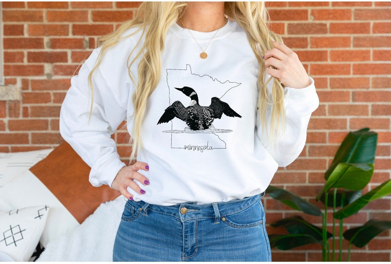 Minnesota Loon State Bird Crew Neck Unisex Sweatshirt