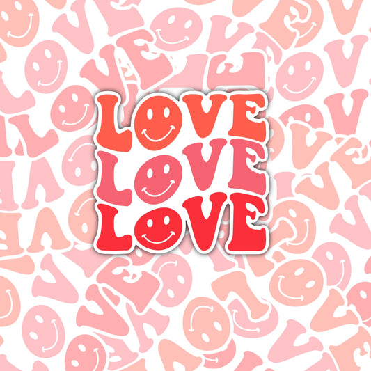 Love Love Love Sticker Decal, Water Bottle Sticker, Water Bottle Decal, Valentines Sticker, Valentines Decal, Pink Sticker, Pink Decal