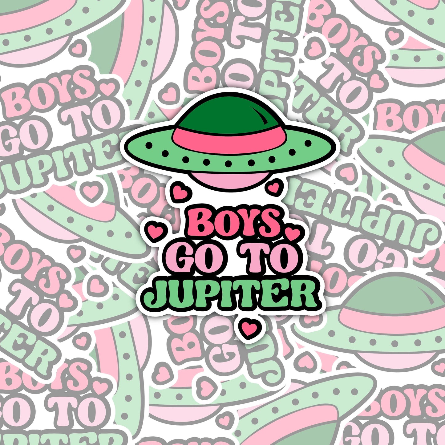 Boys go to Jupiter Valentines Sticker Decal, Water Bottle Sticker, Water Bottle Decal, Valentines Sticker, Valentines Decal, Pink Sticker