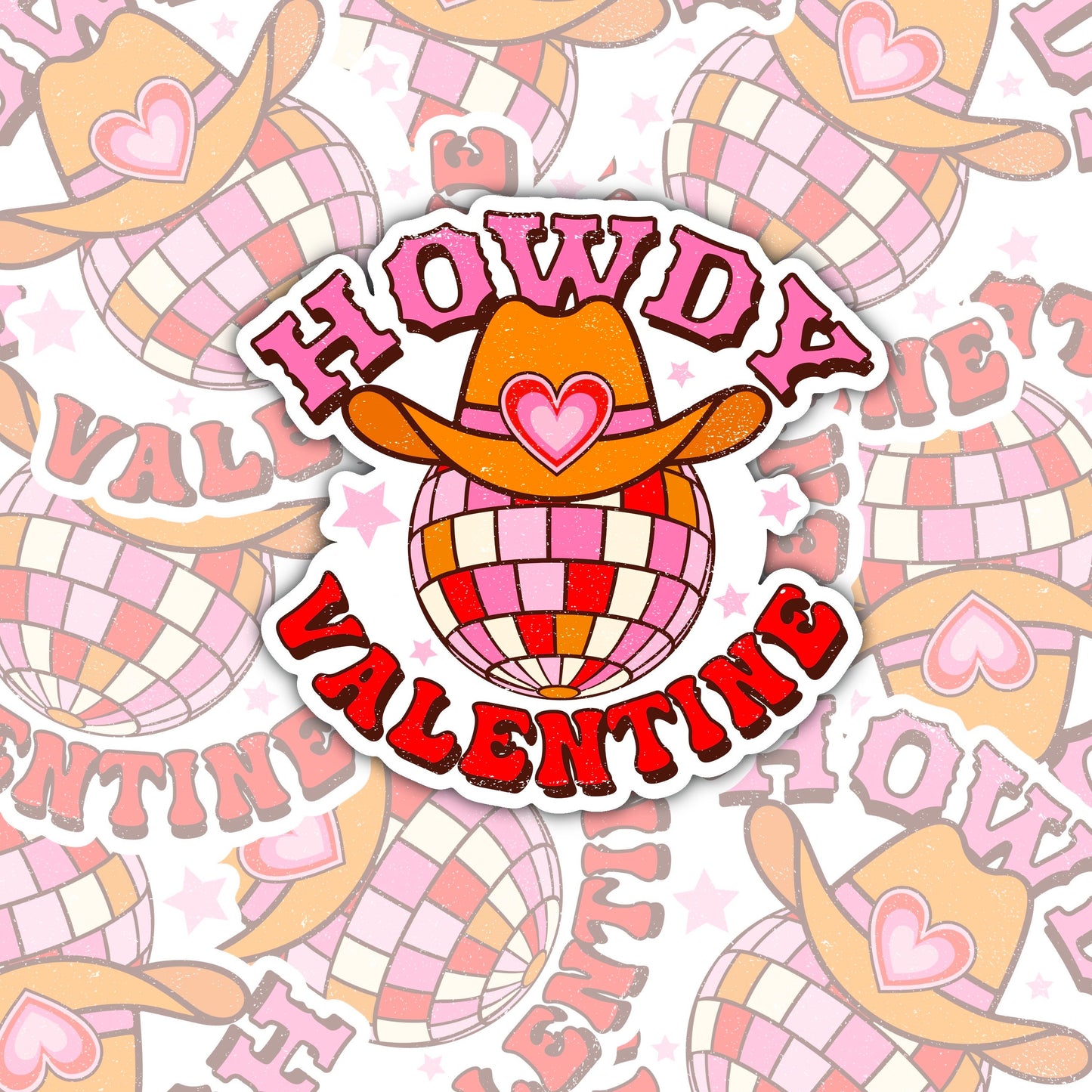 Howdy Valentine Sticker Decal, Water Bottle Sticker, Water Bottle Decal, Valentines Sticker, Valentines Decal, Pink Sticker