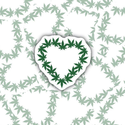 Weed Leaves Heart Sticker Decal, Plant Mom Sticker, Plant Dad Sticker, Plant Lover Gift, Perfect for Laptops, Notebooks, Water Bottles