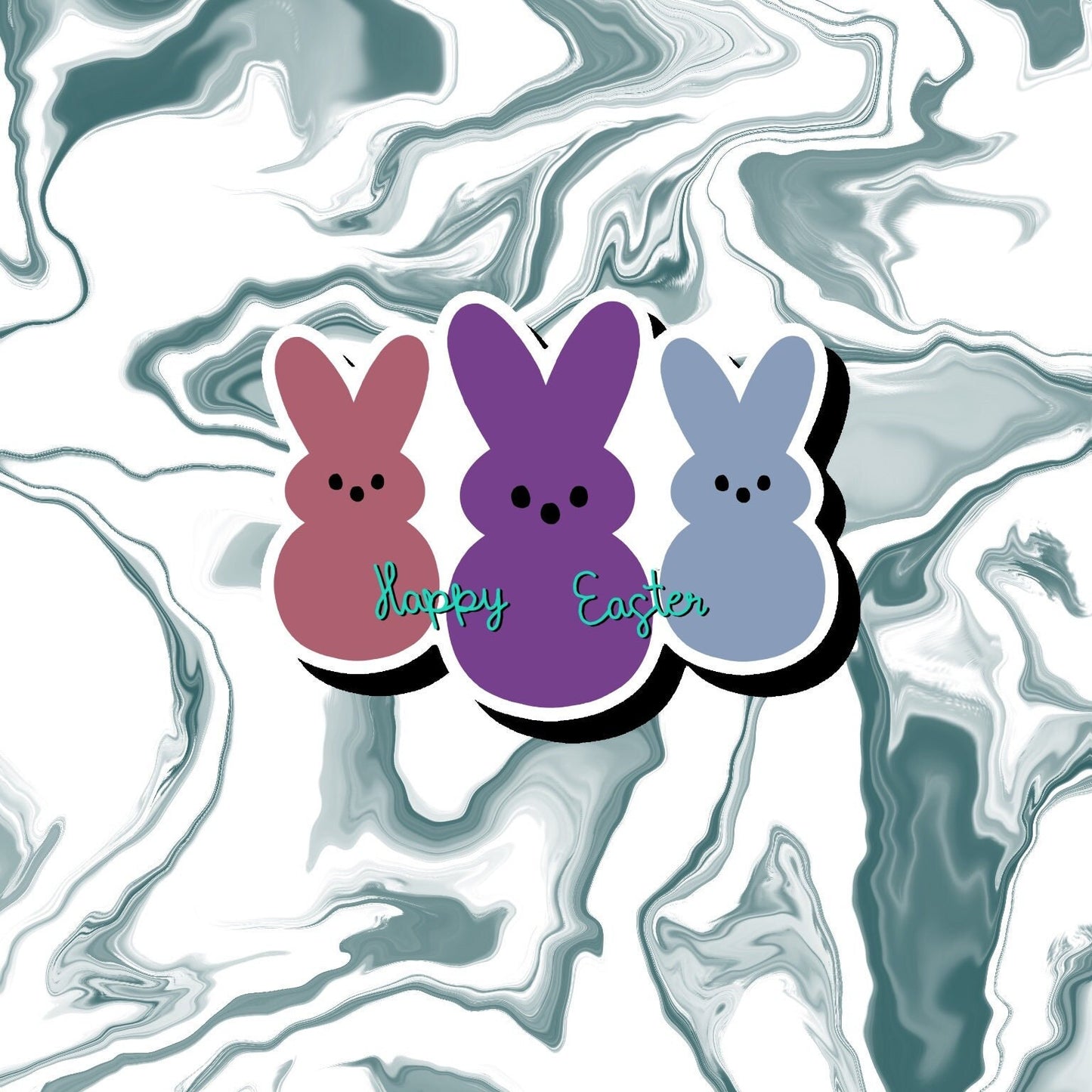 Happy Easter Peeps Sticker Decal, Easter Gift, Easter Sticker, Easter Basket Gift, Perfect for Laptops, Notebooks, Tablets, Phones