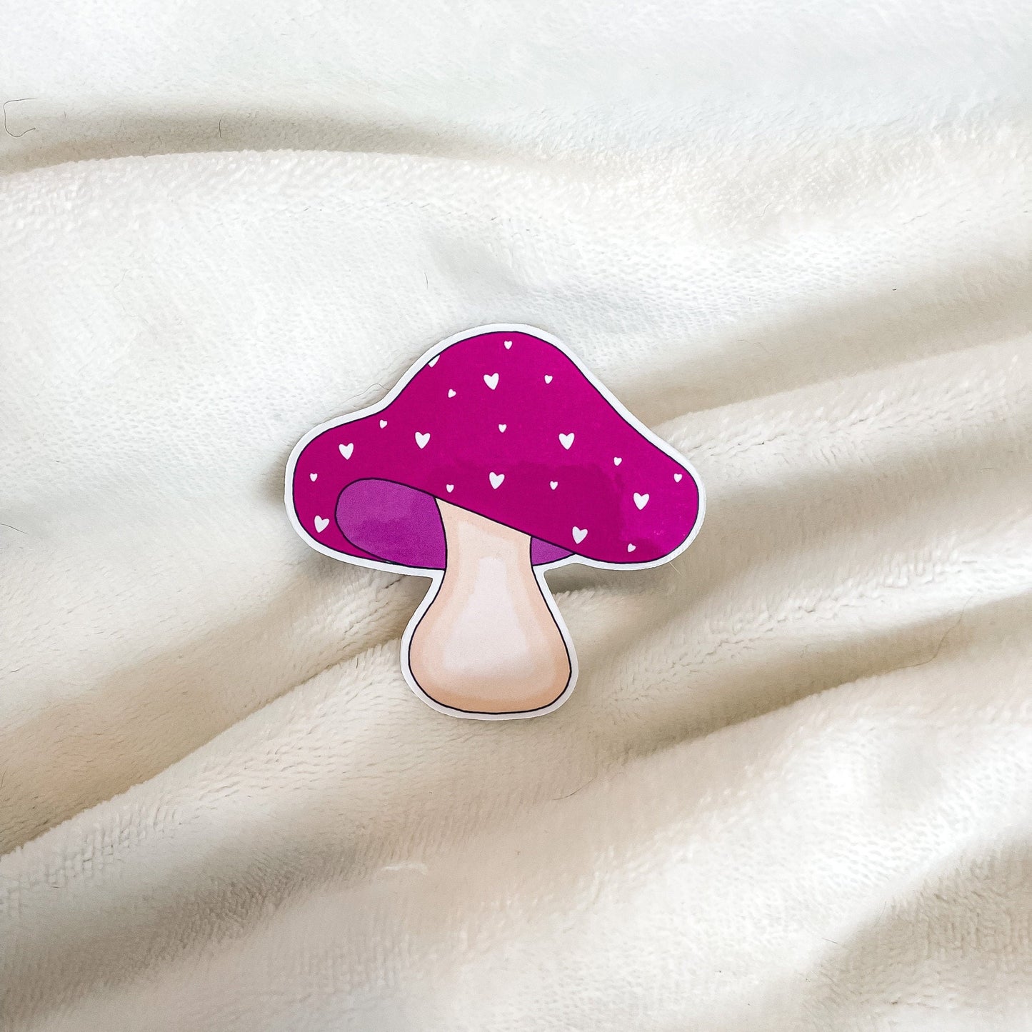 Pink Hearts Mushroom Sticker Decal, Perfect for Laptops, Water Bottles, Notebooks, Tablets, Phones, Mushroom Lover Gift