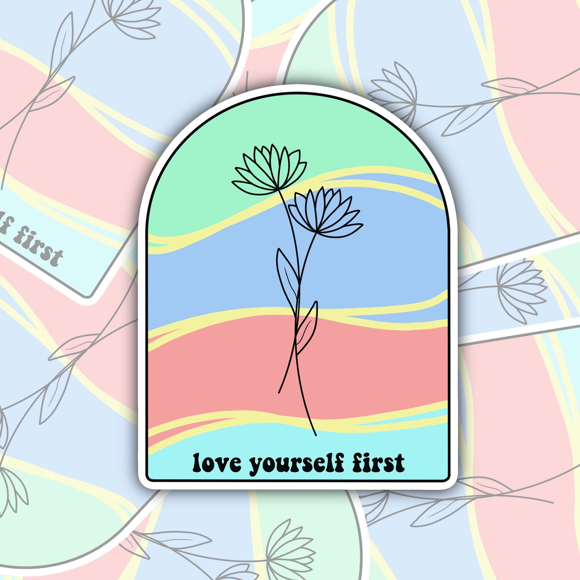 Love Yourself First Sticker Decal, Self Love Sticker Decal, Perfect for Laptops, iPads, Water Bottles, Phones, Sticker