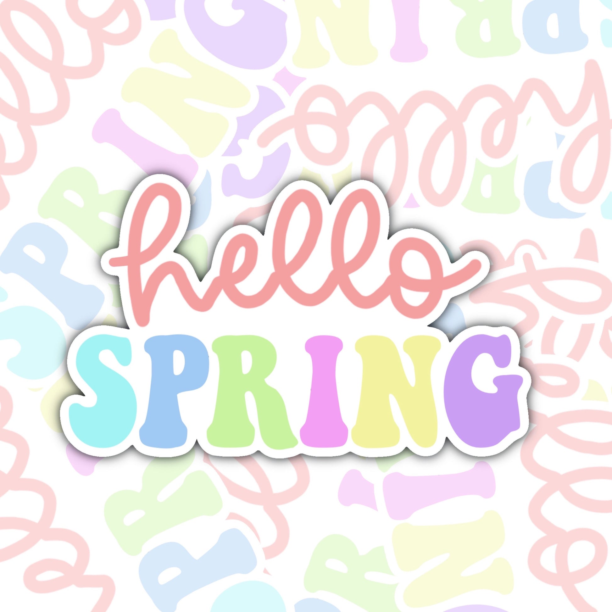 Hello Spring Sticker Decal, Floral Sticker, Spring Gift, Plant Lover Gift, Perfect for Laptops, iPads, Water Bottles, Phones, Sticker