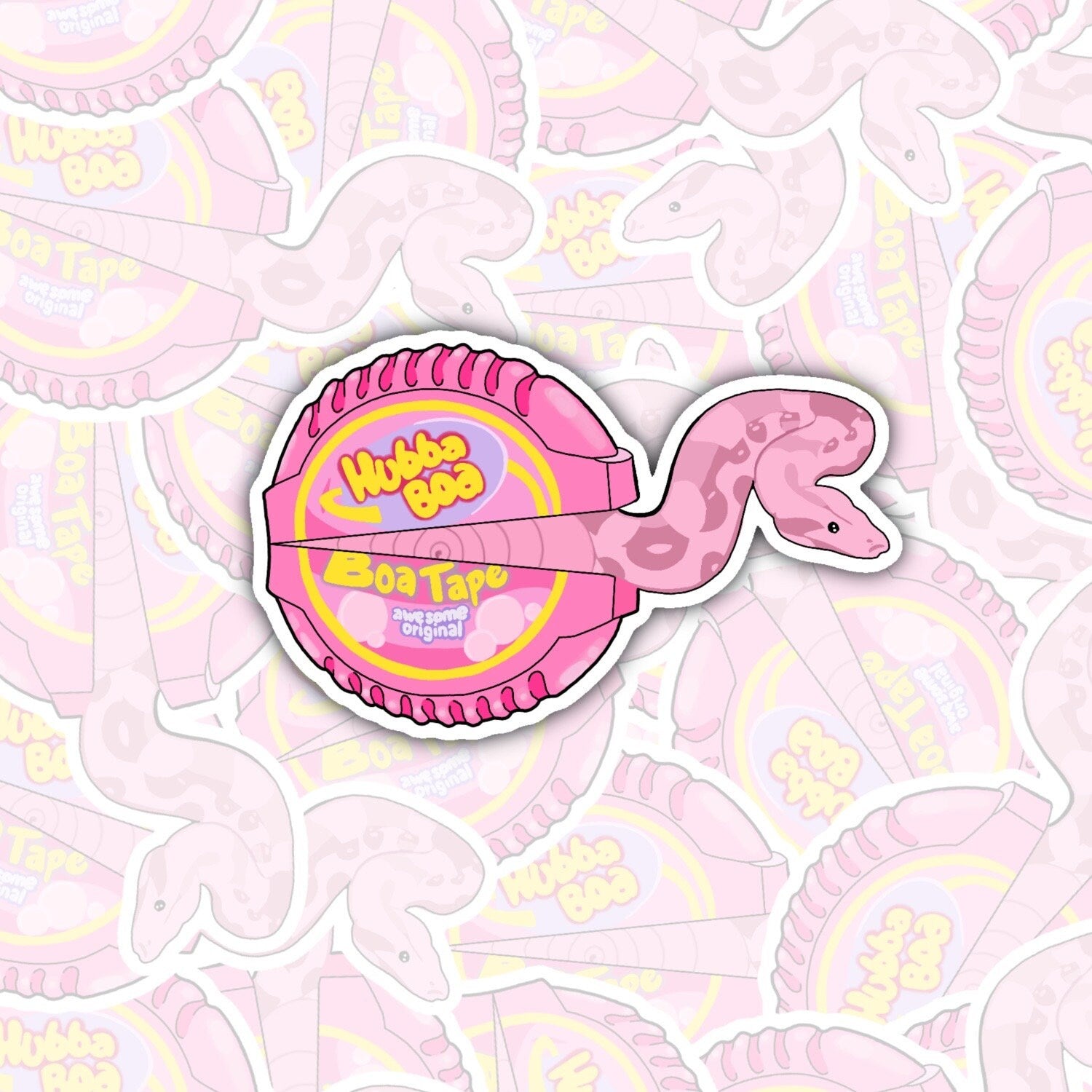 Bubblegum Snake Sticker Decal, Snake Lover Gift, Reptile Lover Gift, Perfect for Notebooks, Laptops, Water Bottles, Tablets, Journals