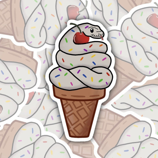 Ice Cream Snake Sticker Decal, Reptile Lover Gift, Snake Lover Gift, Perfect for Laptops, Notebooks, Water Bottles, Journals, Tablets