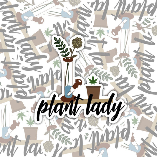 Plant Lady Bong Sticker Decal, Plant Lover Gift, Plant Mom Gift, Plant Dad Gift, Perfect for Laptops, Notebooks, Tablets, Phones