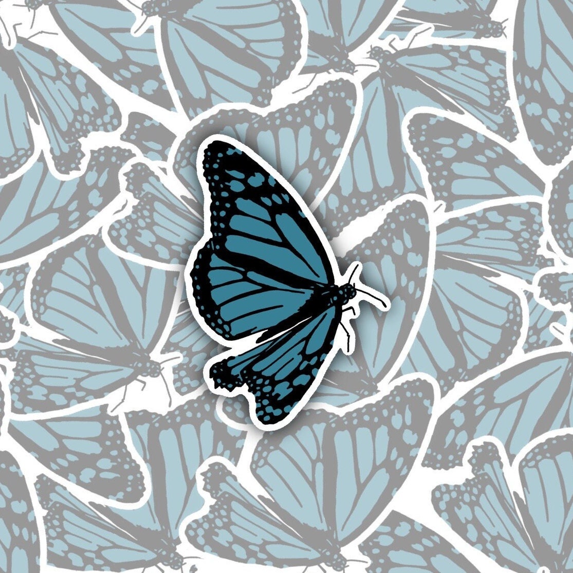 Half Blue Butterfly Sticker Decal, Butterfly Lover Gift, Perfect for Laptops, Water Bottles, Notebooks, Tablets, Phones