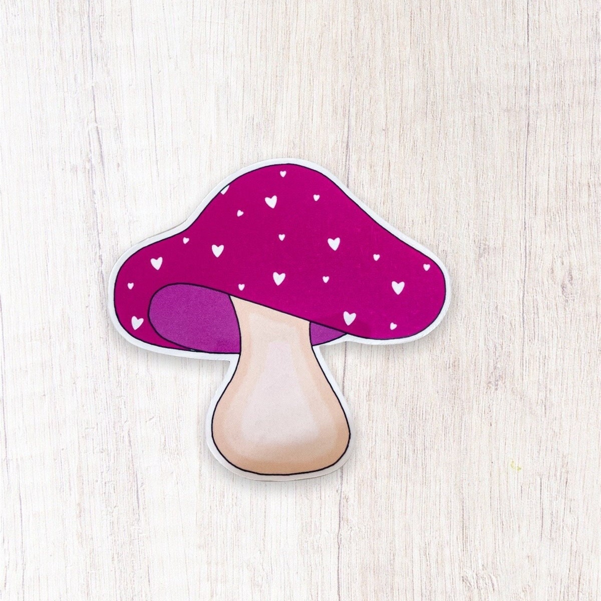 Pink Hearts Mushroom Sticker Decal, Perfect for Laptops, Water Bottles, Notebooks, Tablets, Phones, Mushroom Lover Gift