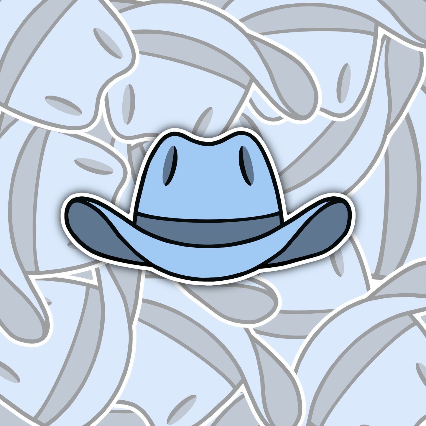 Blue Cowboy Hat Sticker Decal, Disco Lover, Retro Lover, Perfect for Laptops, iPads, Water Bottles, Phones, Sticker