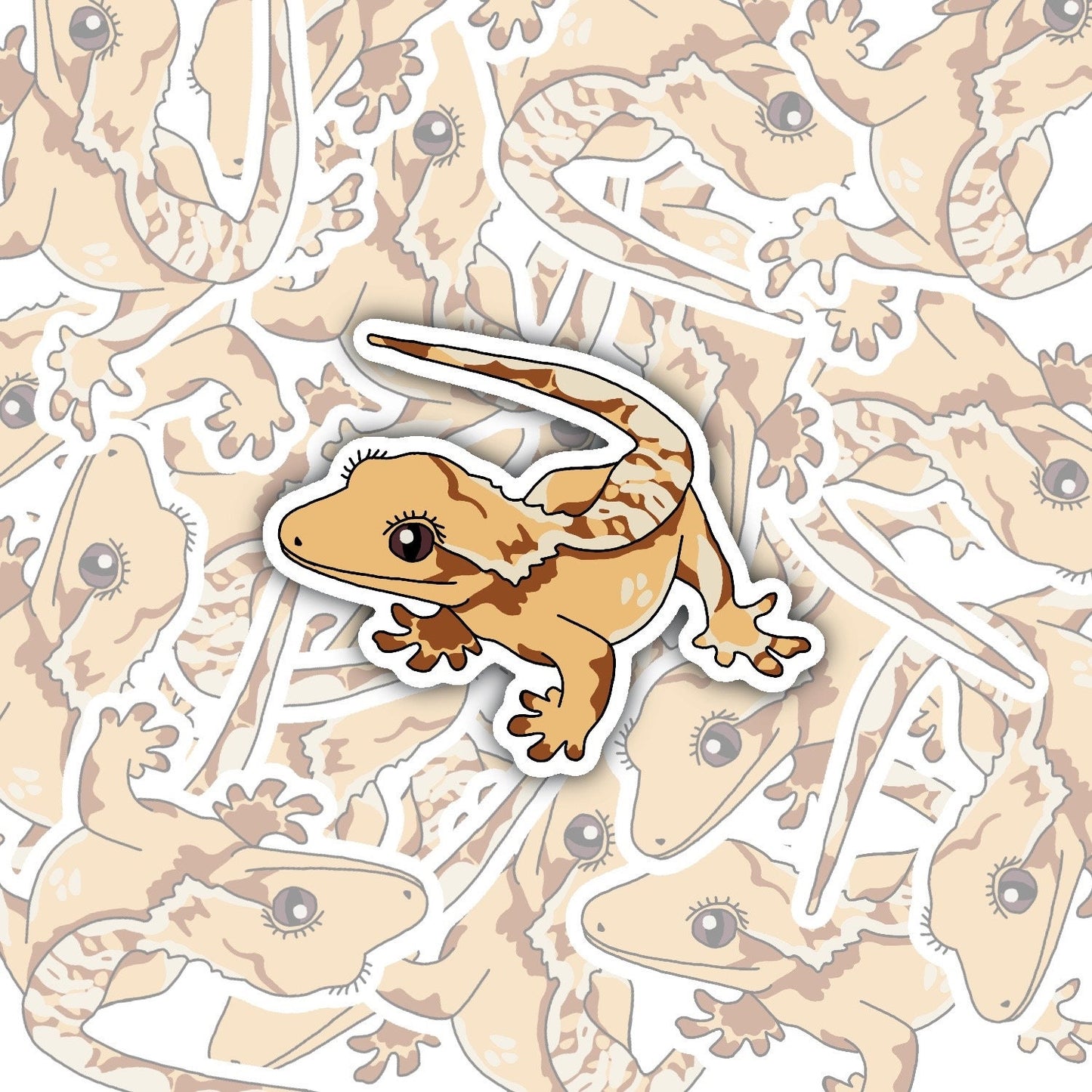 Crested Gecko Sticker Decal, Reptile Lover Gift, Gecko Lover Gift, Animal Lover Gift, Perfect for Laptops, Notebooks, Water Bottles, Journal